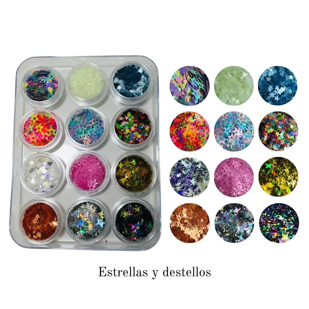 Colección Confetis 12 unidades - Estrellas y destellos