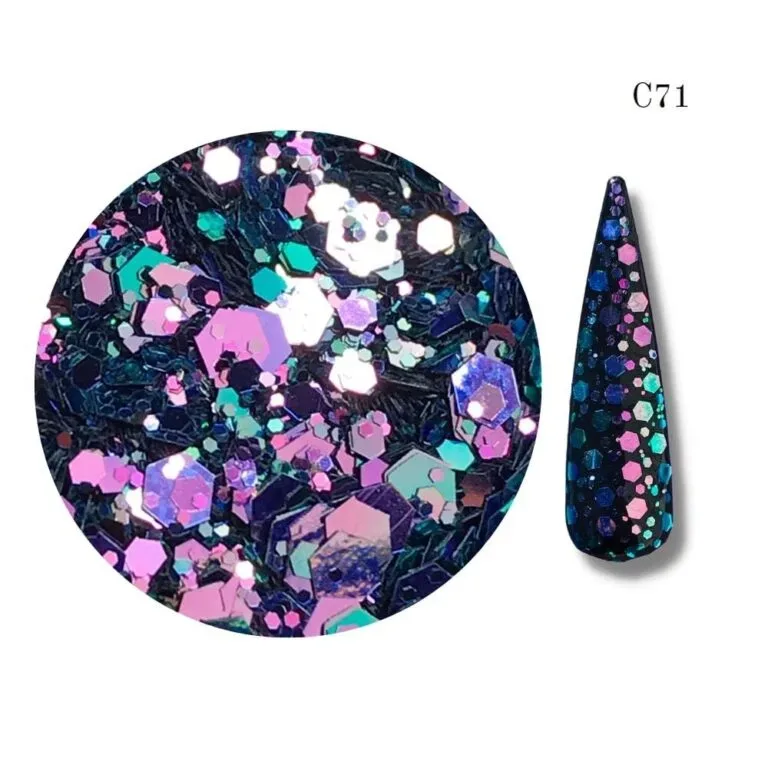 Confeti Hexágonos Mix Celestes- Morados 3gr C-71