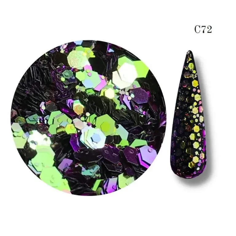 Confeti Hexágonos Mix Verde Morado 3gr C-72