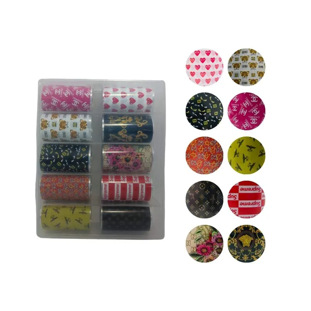 Caja con Foil 10 diseños Marcas (Corazones)